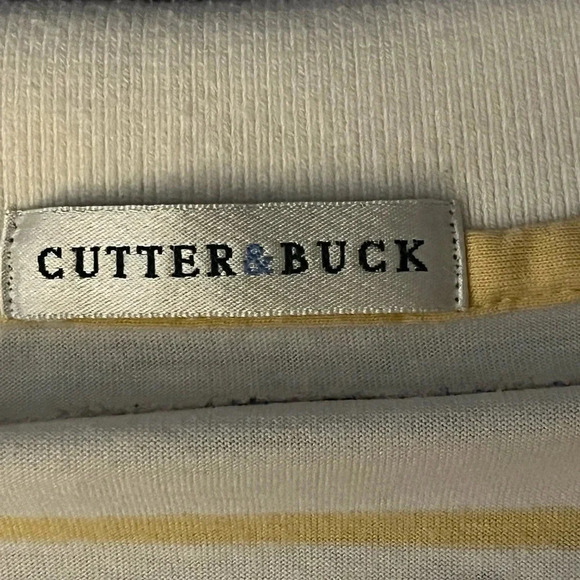 2 Cutter & Buck Men’s Polo Shirts Size L & XL white with stripes and gray/black - Picture 7 of 15